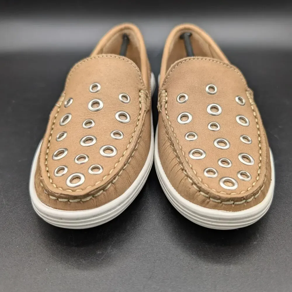 Marc Joseph Loafers Youth 2.5 Kid Brown Leather Slip On Shoes Grommets Mott St